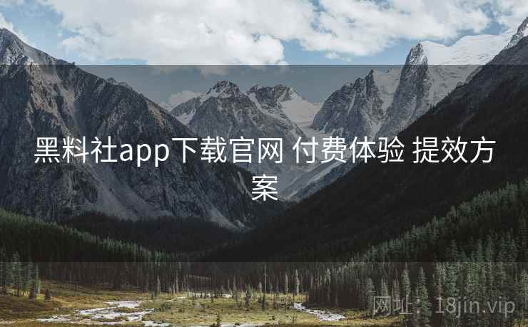 黑料社app下载官网 付费体验 提效方案